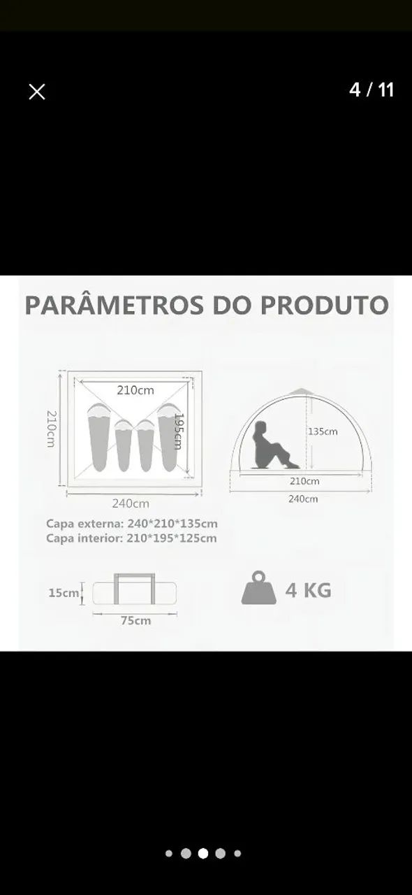 Barraca de camping 4 pessoas - Foto 3