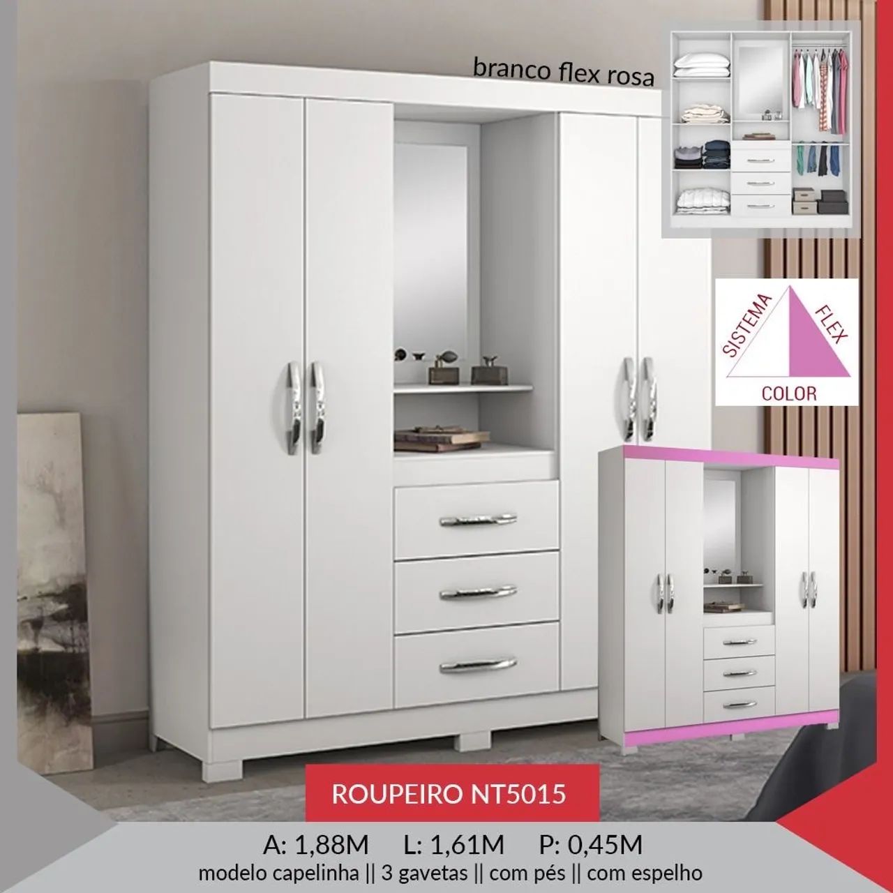 Guarda roupa. Branco flex. 