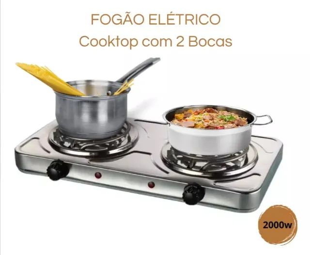 Fogão Cooktop Elétrica 2 Bocas 110v Prata Novo/Garantia - Foto 2