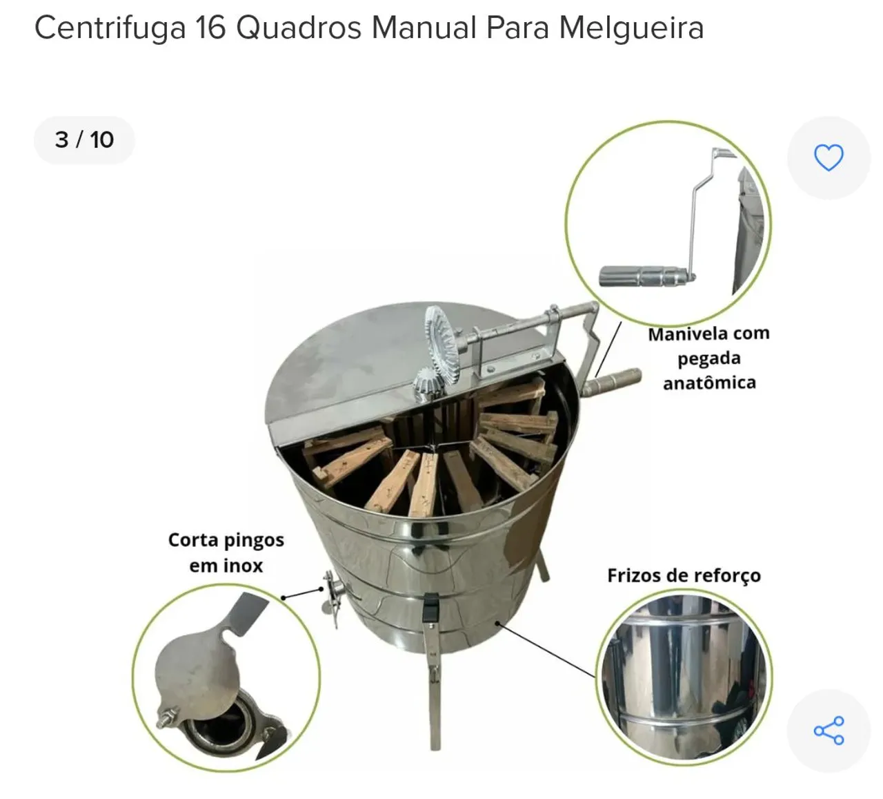 Centrífuga Manual 16 Quadros para Melgueira