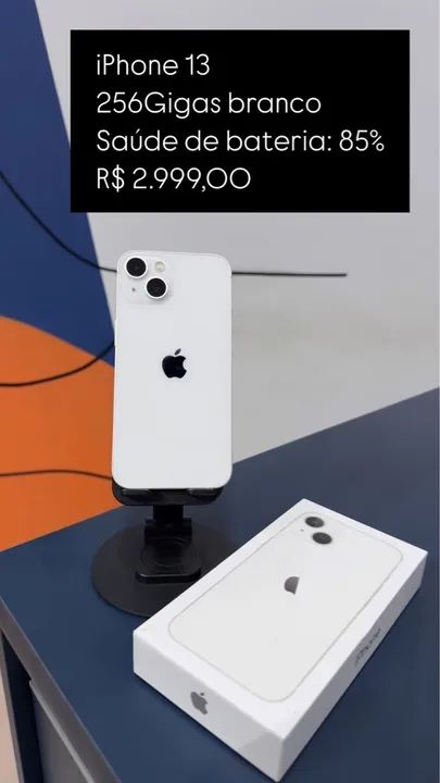 iPhone 13 256GB Branco - Saúde da bateria 85% - Celulares e