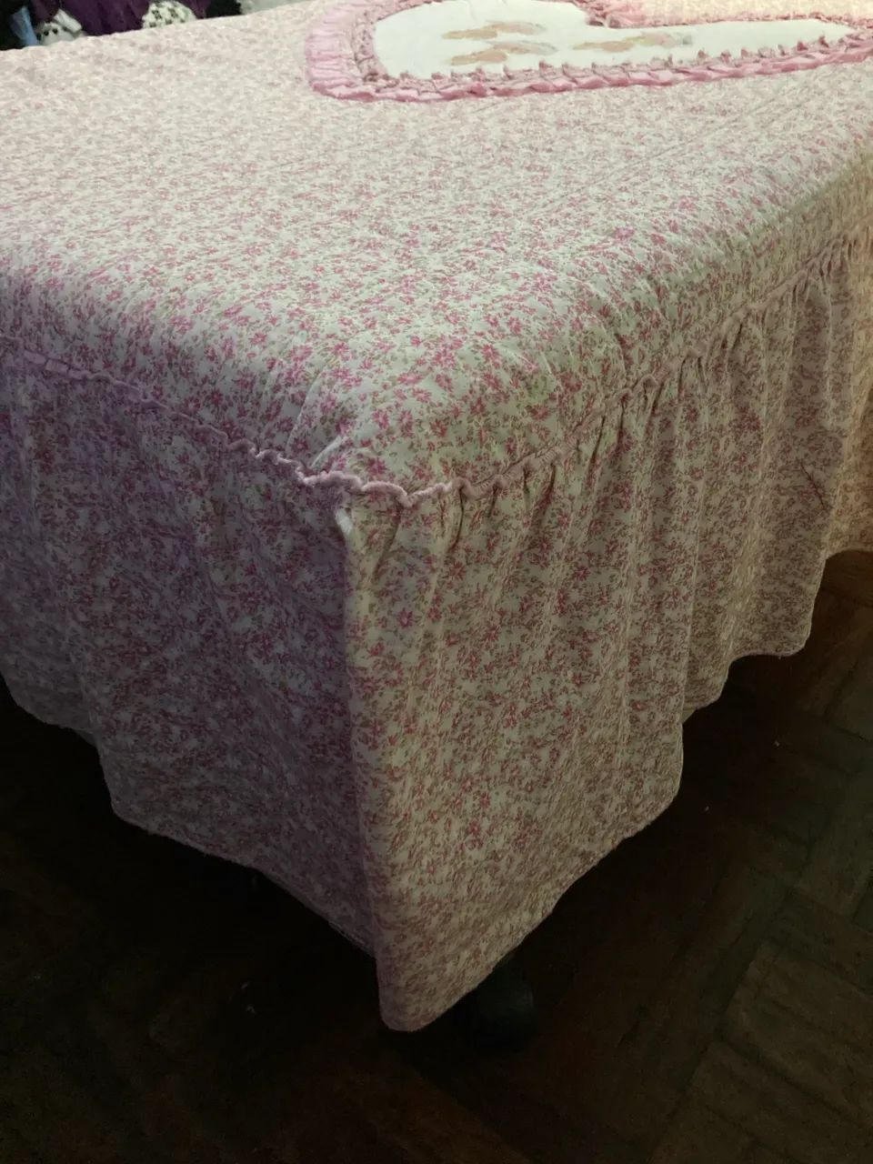 Colcha de Cama de Solteiro Feminina Rosa com Flores Rosa - Foto 3