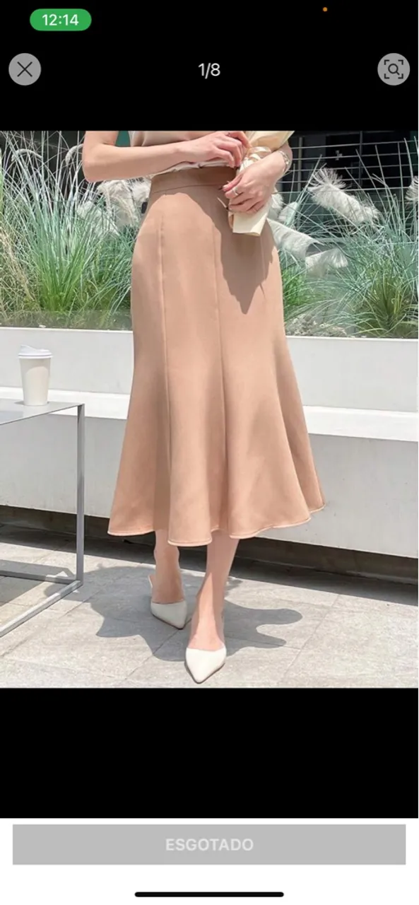 Saia Midi Elegante Bege