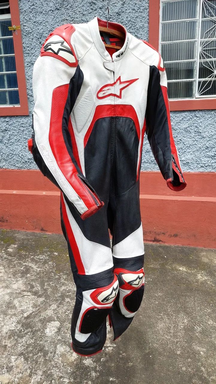 Macacão Moto Alpinestarts 1 peça branco/vermelho/preto - Foto 2