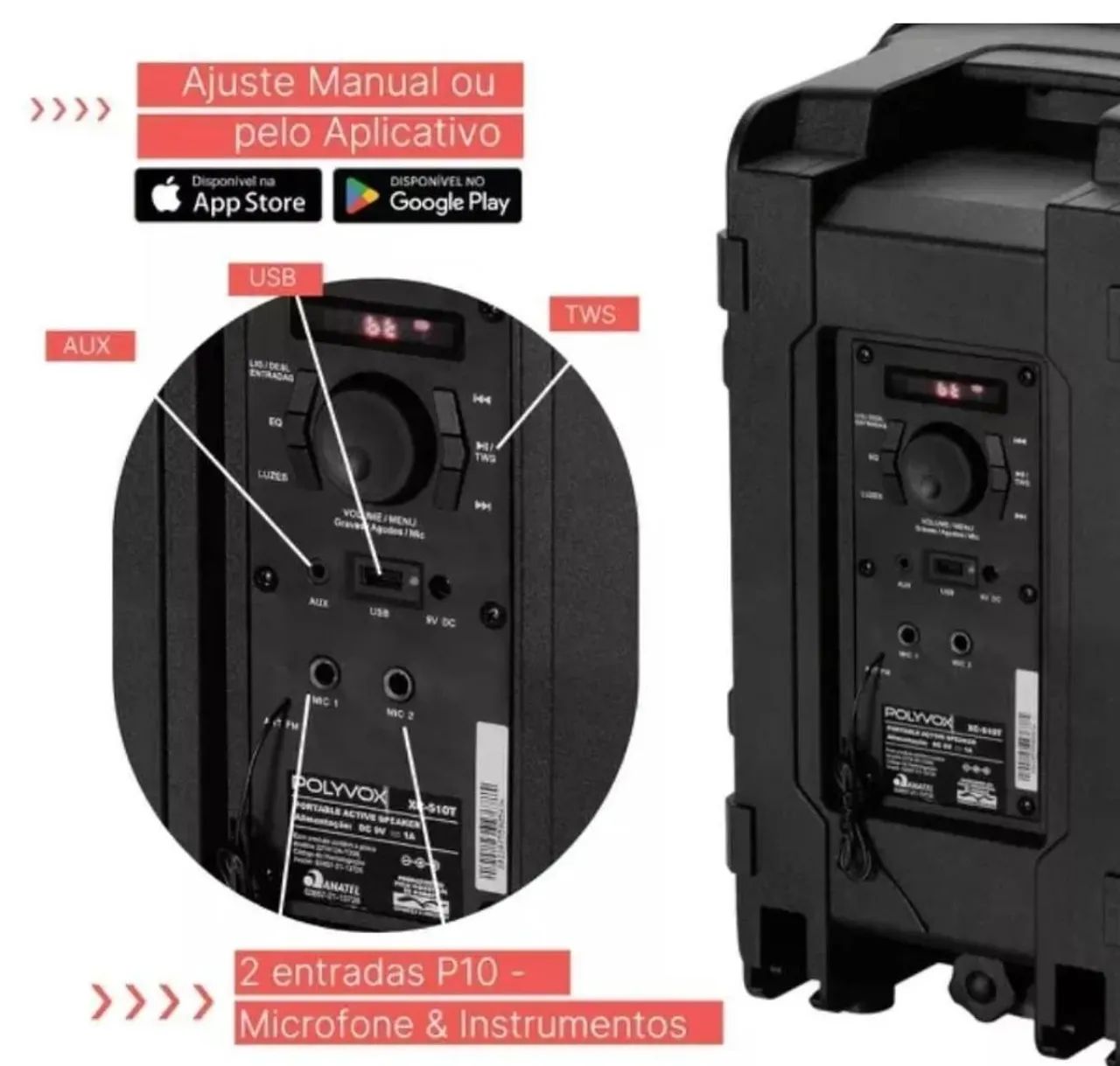 Caixa de Som Bluetooth Polyvox com Luzes LED 300W  - Foto 4