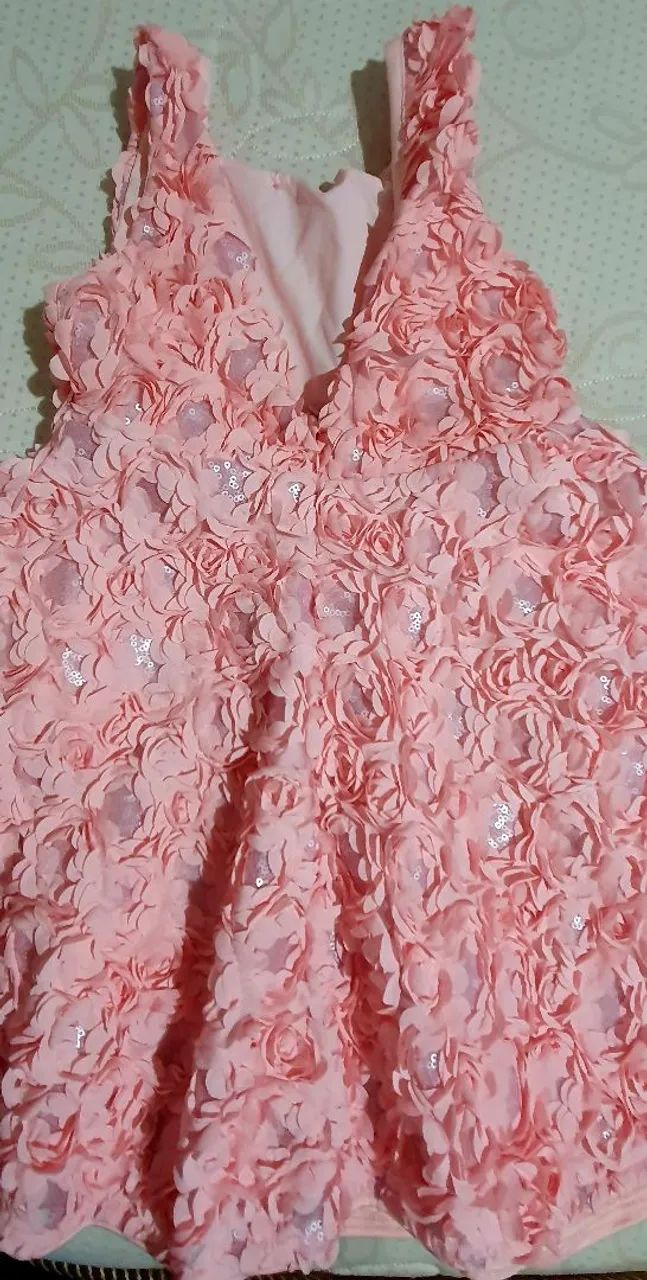 Vestido Infantil Rosa Animê com Detalhes Florais - Foto 5