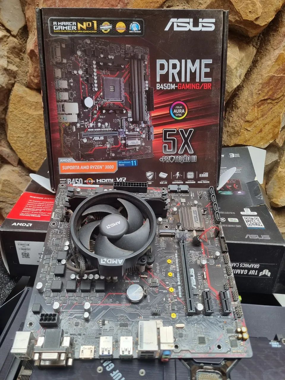 Placa-Mãe Asus Prime B450M-Gaming/BR Processador Athlon 3000g memoria 8gb