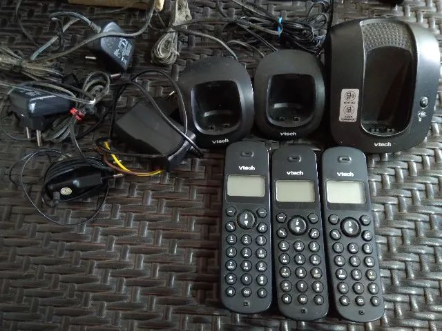 Lote 3 telefones sem fio + base VTech