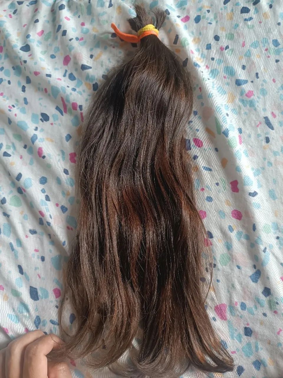 Cabelo humano virgem - castanho - 43cm.
