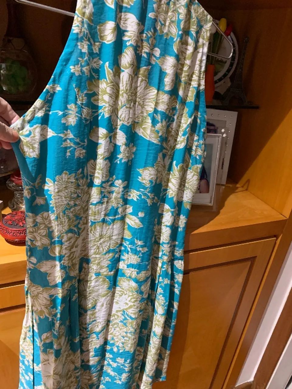 Vestido de viscose estampado de azul  - Foto 4