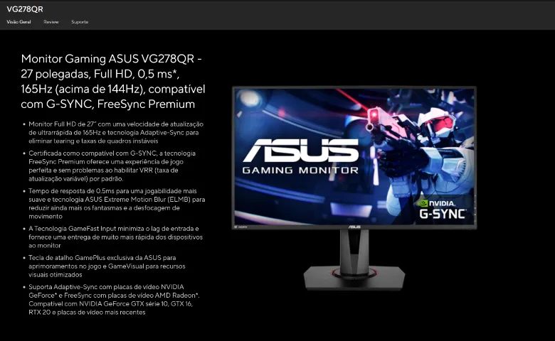 Monitor Asus 27 Polegadas FHD 165Hz 0.5ms VG278 - Foto 6