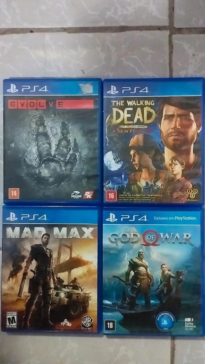 Jogos de Playstation 4 (PS4) - Evolve, Mad Max, God of War e The Walking Dead