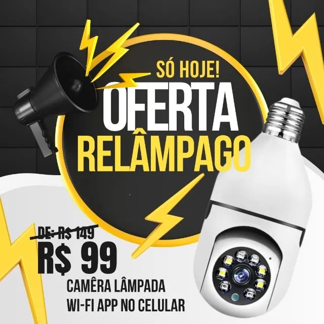 Câmera Lâmpada 360° Wifi Com Visao Noturna e Microfone