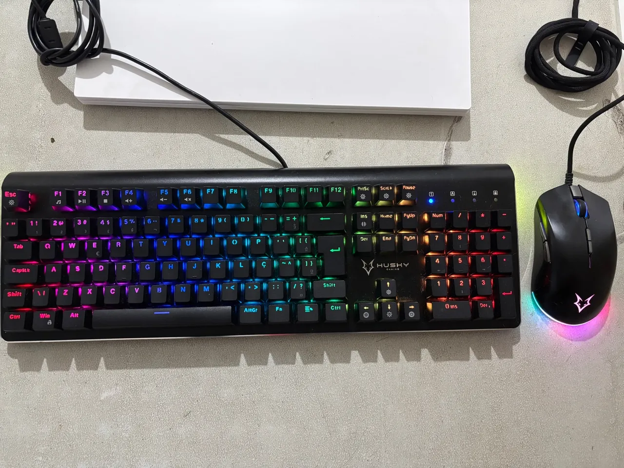 Teclado Mecânico + Mouse Gamer RGB Husky Frost