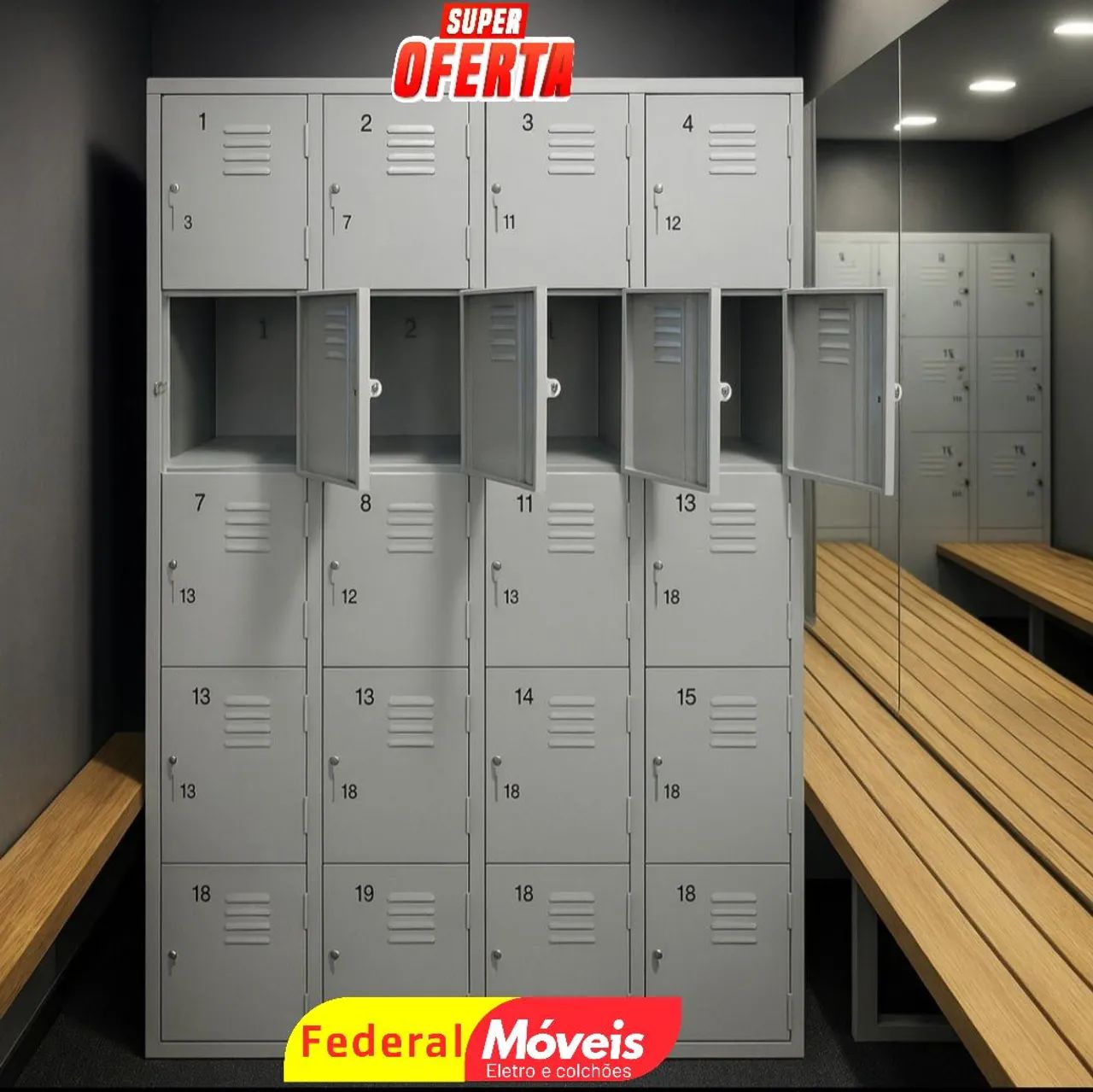 Armário de Aço para Vestiário 20 Portas - Resistente e funcional!
