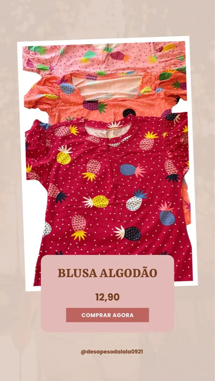 Blusa Algodão TAM. Único