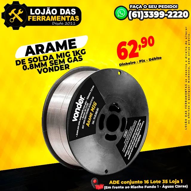 Arame de Solda Mig 1Kg 0.8mm Sem Gás Vonder