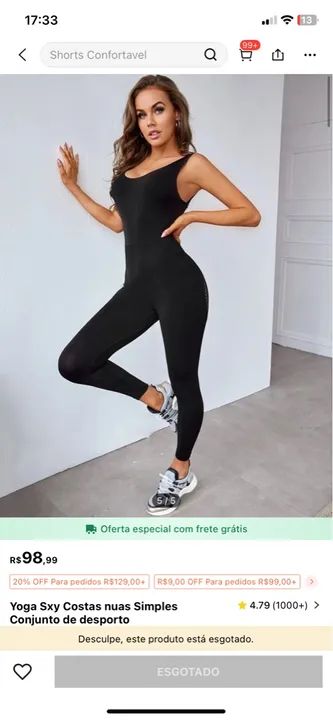 Macacão de Treino Feminino Preto - Foto 4