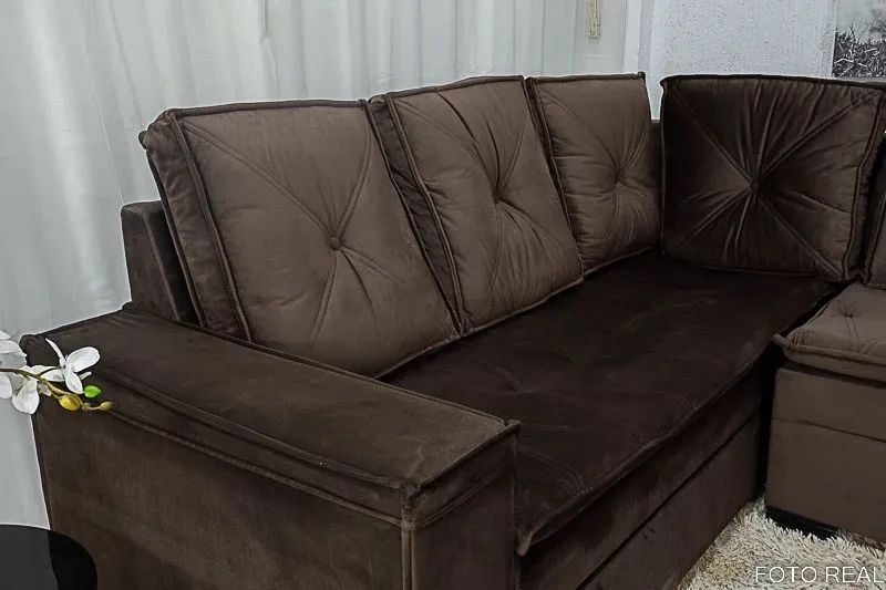 Sofá Canto 5 lugares com Puff Pillow Top rf443 - Foto 2