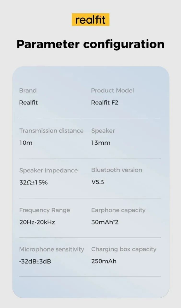 Fone de ouvido Realfit F2 sem fio BLUETOOTH 5.3 - Foto 3