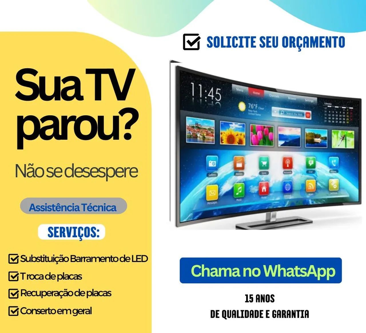 TVs | Conserto | Televisor | Air Fryer | Micro-ondas | Caixas Som Bluetooth