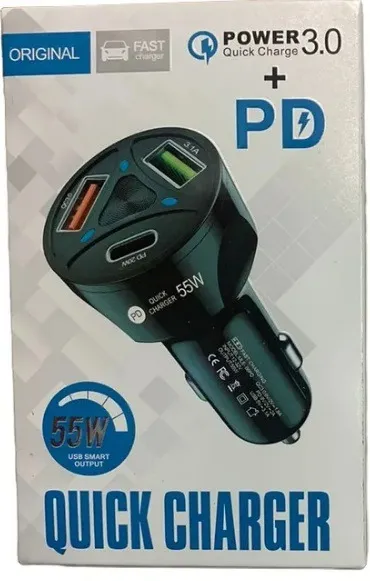 Carregador Automotivo Turbo 3 Entrada 2 Usb 3.0/3.1/1 Tipo-c