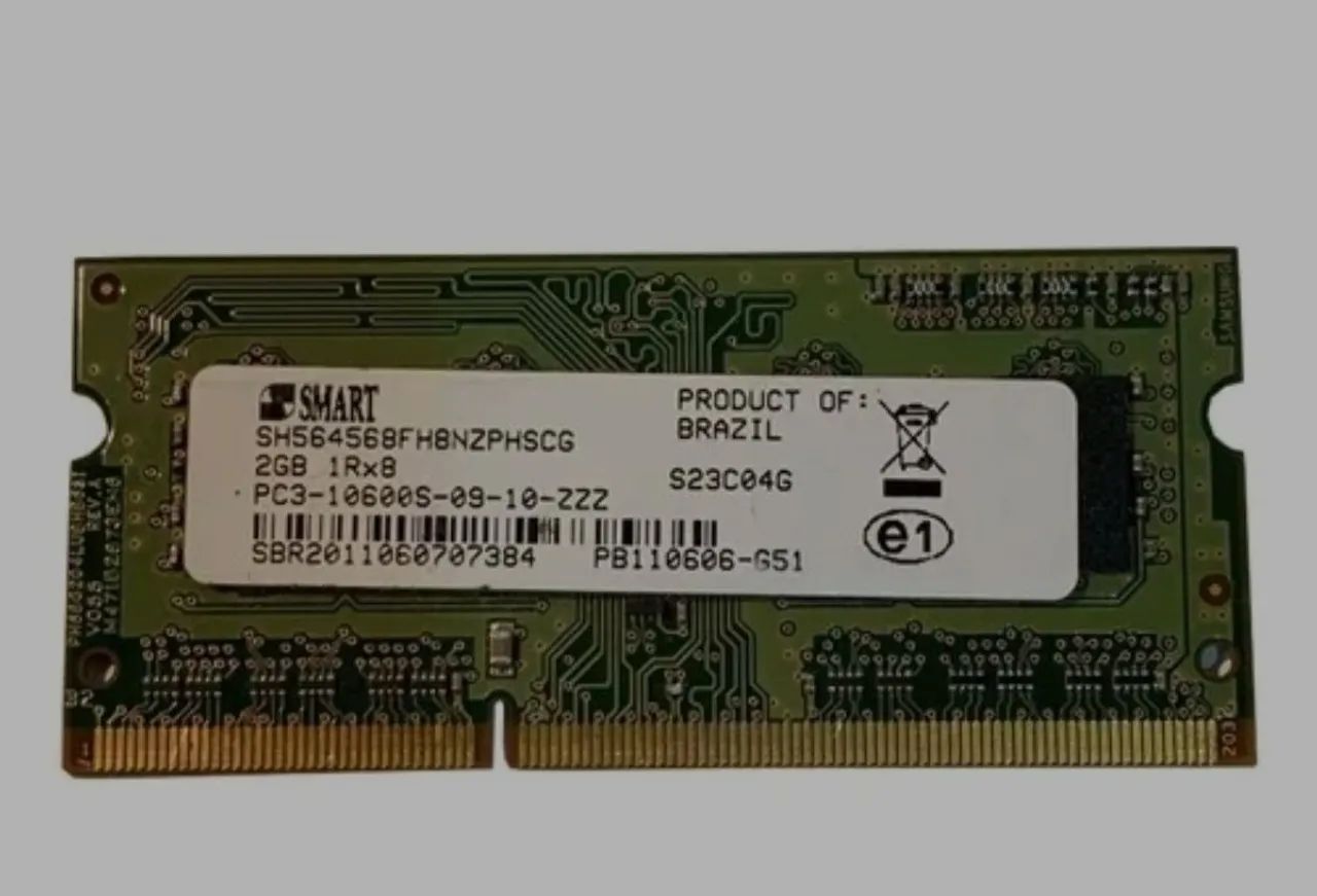 2 Memória RAM SMART 2GB DDR3 PC3-10600S