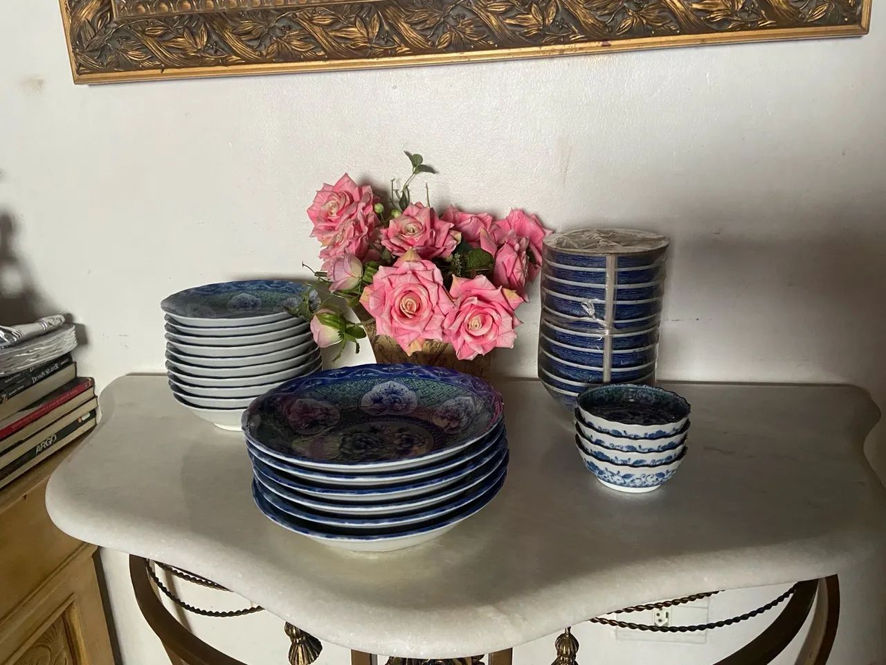 Jogo 30 pecas de Pratos de Cerâmica Azul, verde água e Branco - Foto 3