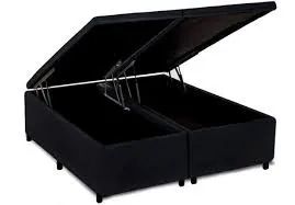 Base Box Baú King Bipartido Blindado Preta - Entrega Rápida! 