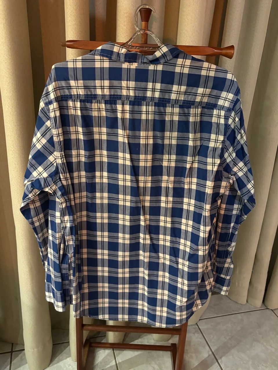 Camisa Levis Xadrez Azul Manga Longa - Foto 2