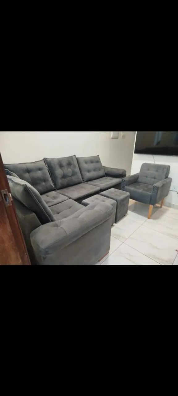 Vende-se esse sofá com os pufs e a poltrona, mas vendemos separados também  - Foto 4