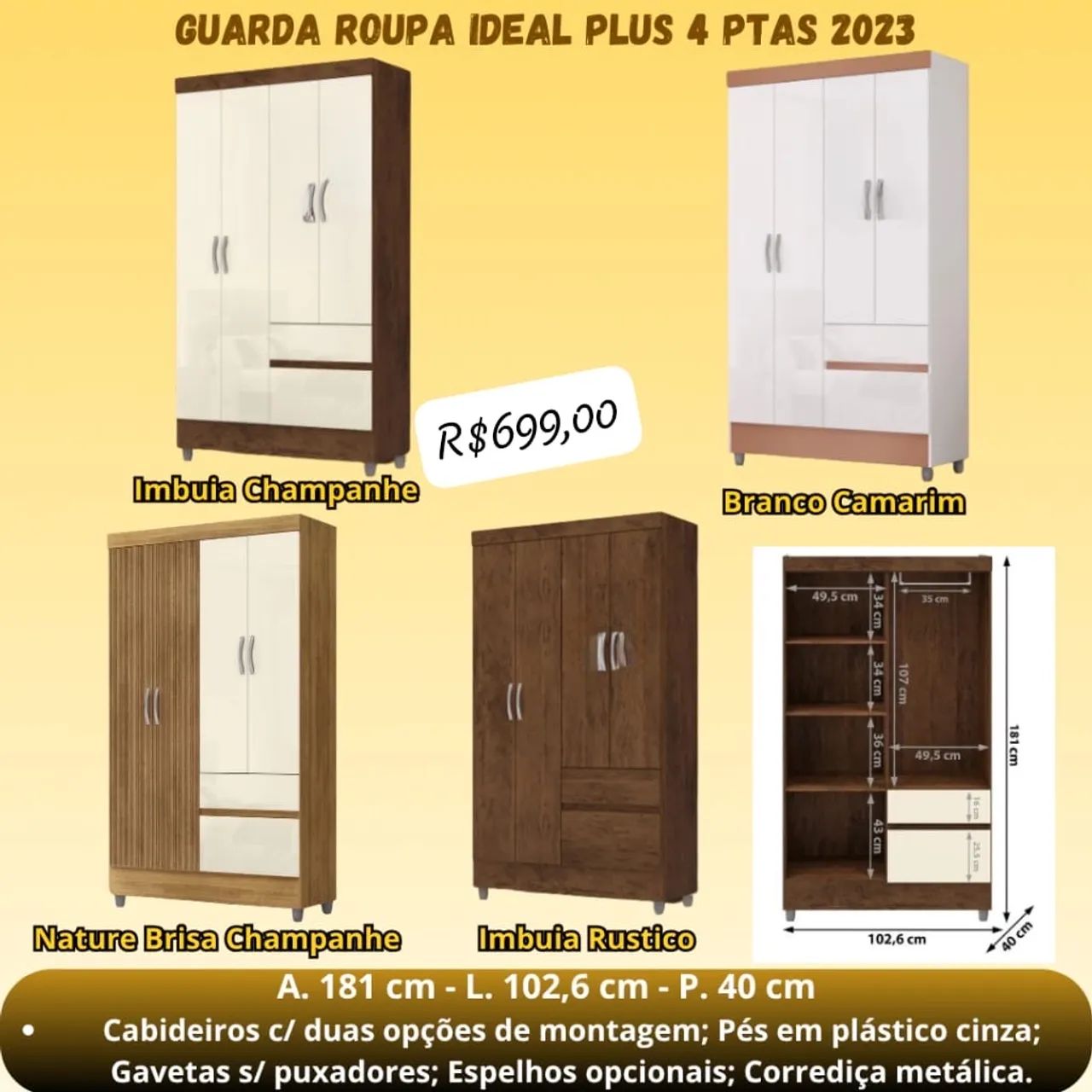 GUARDA ROUPA IDEAL PLUS 4 PTAS 2023