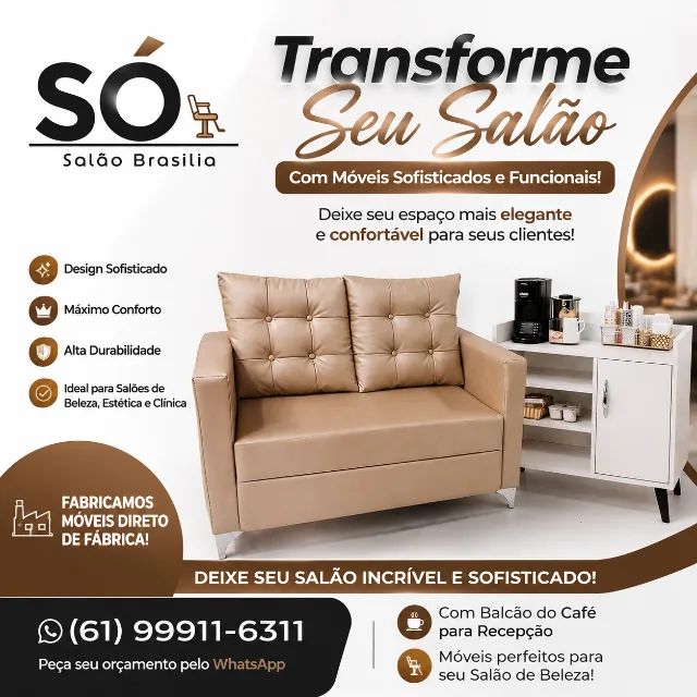 Poltrona Recepção Thayná 2 Lugares + Balcão Café para Recepção