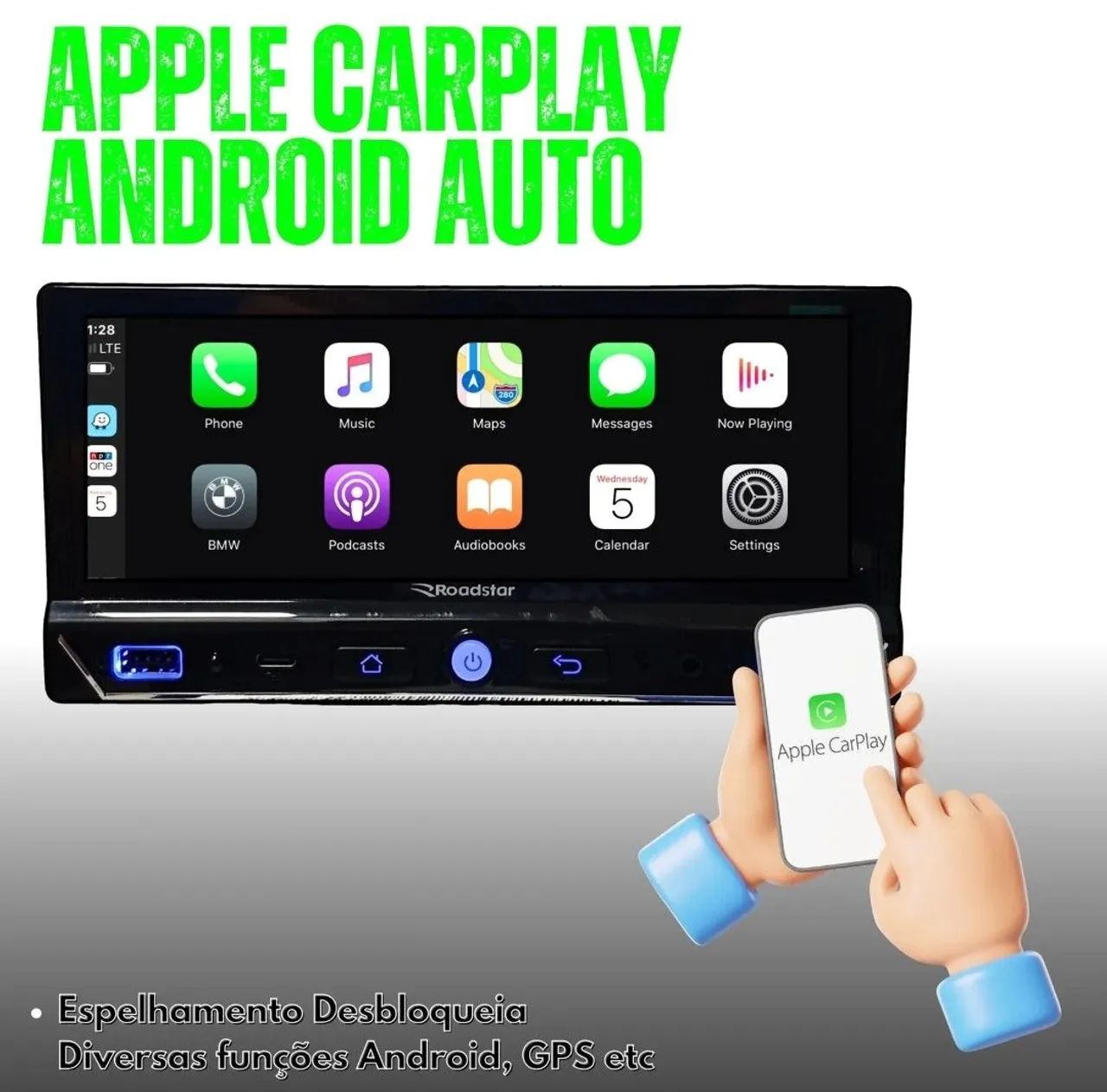 Multimídia 1Din 7 polegadas Carplay  - Foto 4