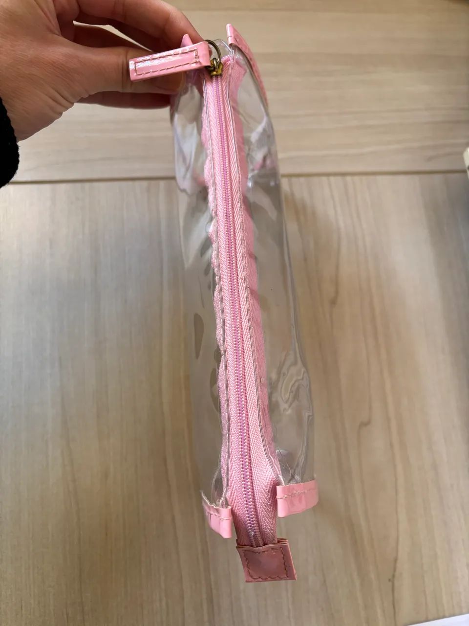 Bolsa necessaire transparente zíper rosa super resistente  - Foto 3