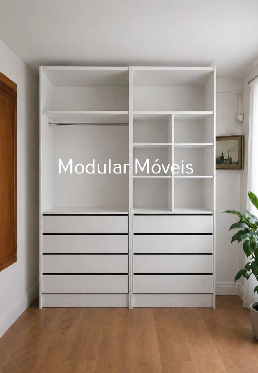 Closet - Modulados com 8 Gavetas - MDF Branco