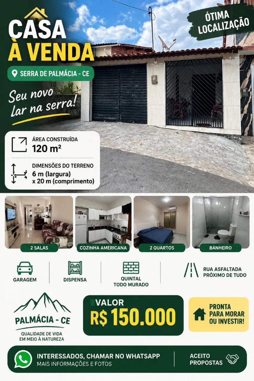 CASA À VENDA EM PALMÁCIA