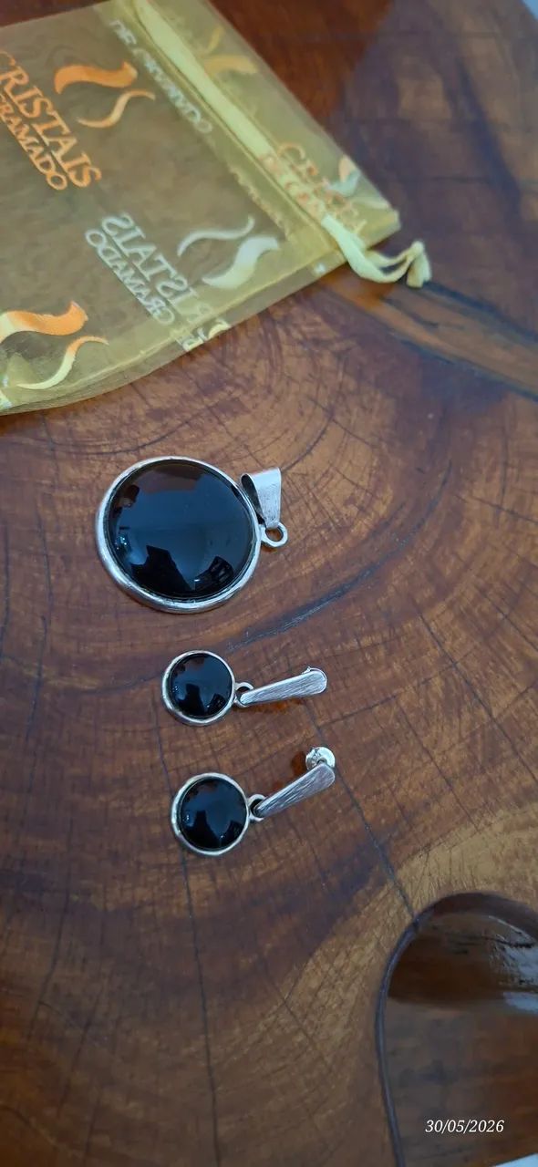 Conjunto em prata 925 e pedra ônix - Foto 4