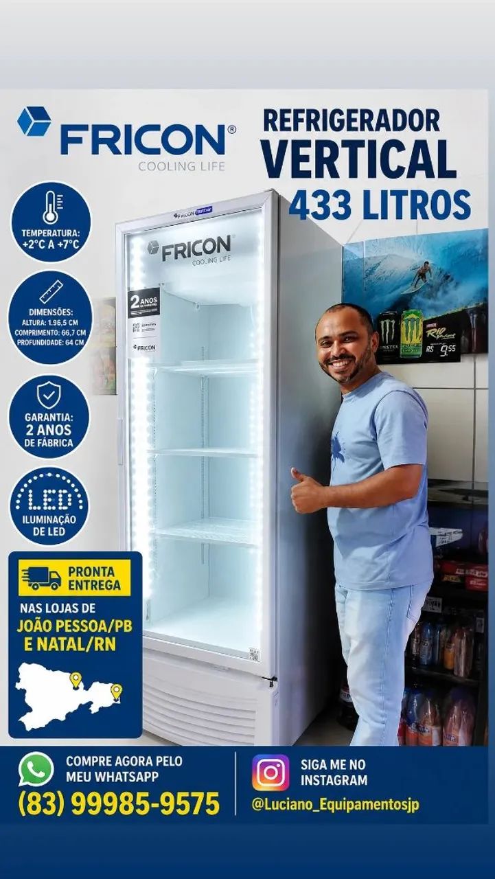 REFRIGERADOR VERTICAL 433 LITROS FRICON 