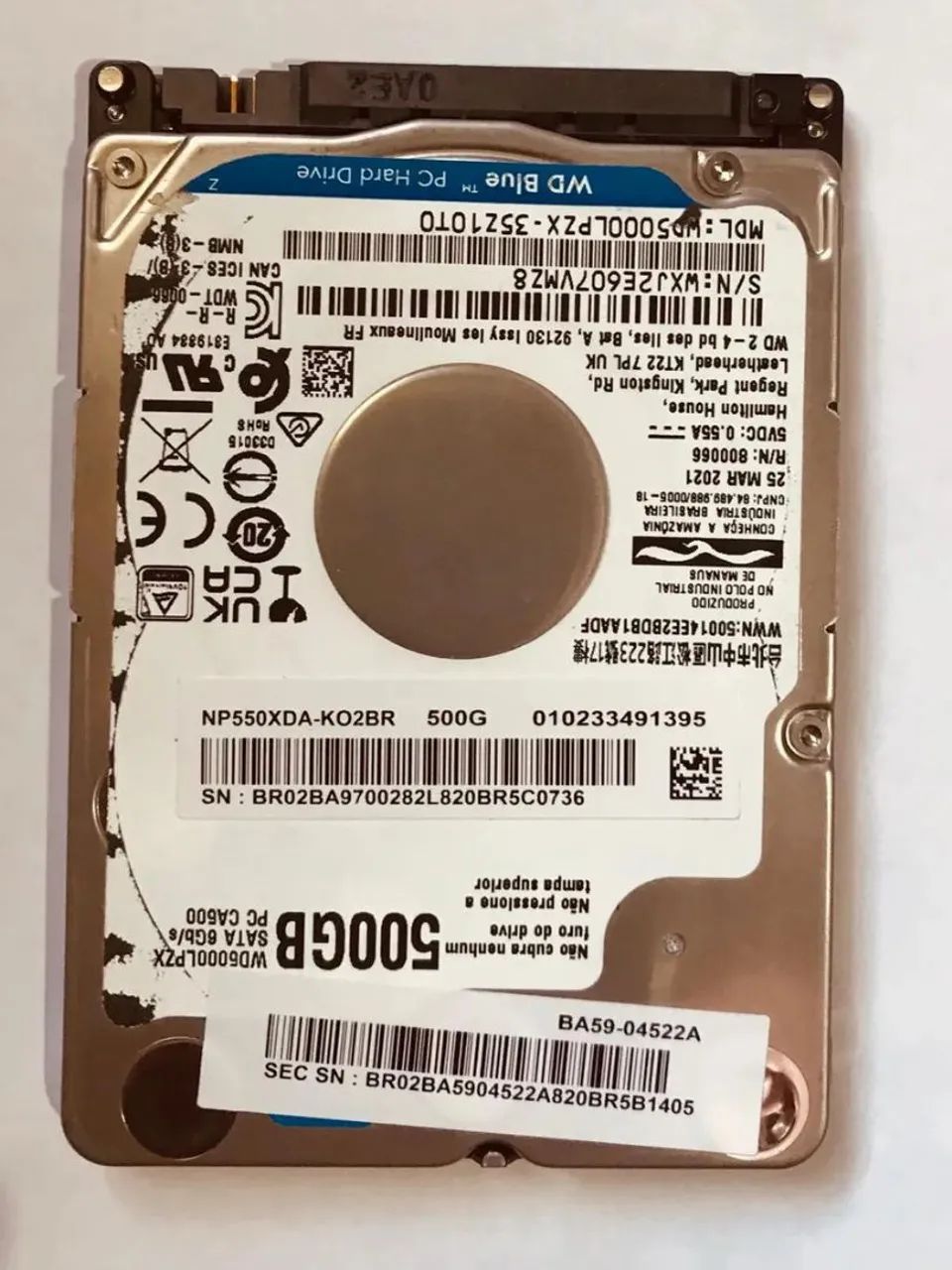 Hd de Notebook 500 Gbs