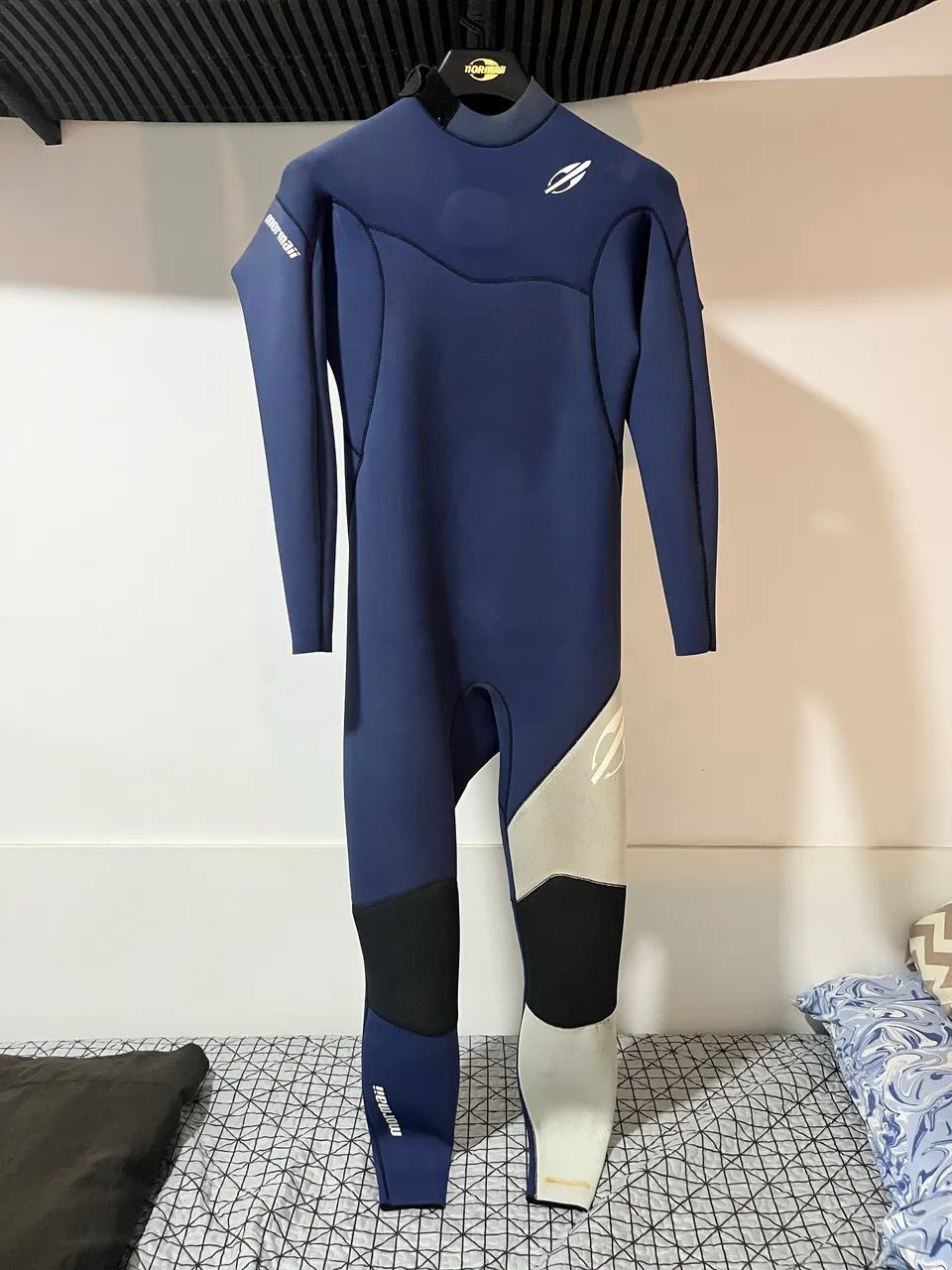 Long John mormaii manga longa chestzip 3/2mm ultra skin 1 azul marinho/cinza - ORIGINAL 