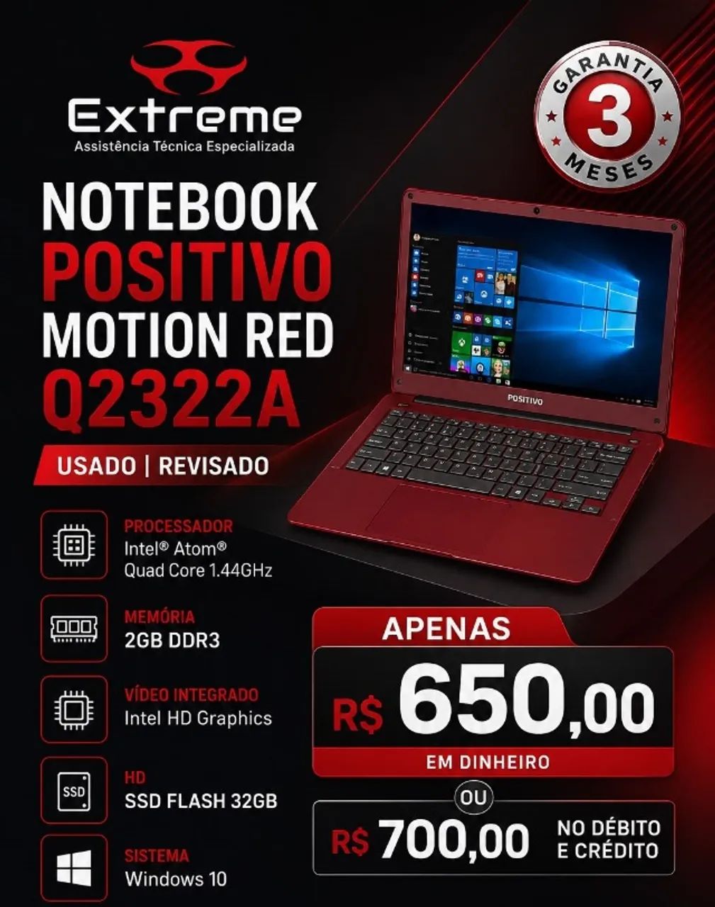 Notebook positivo Q2322A com Garantia