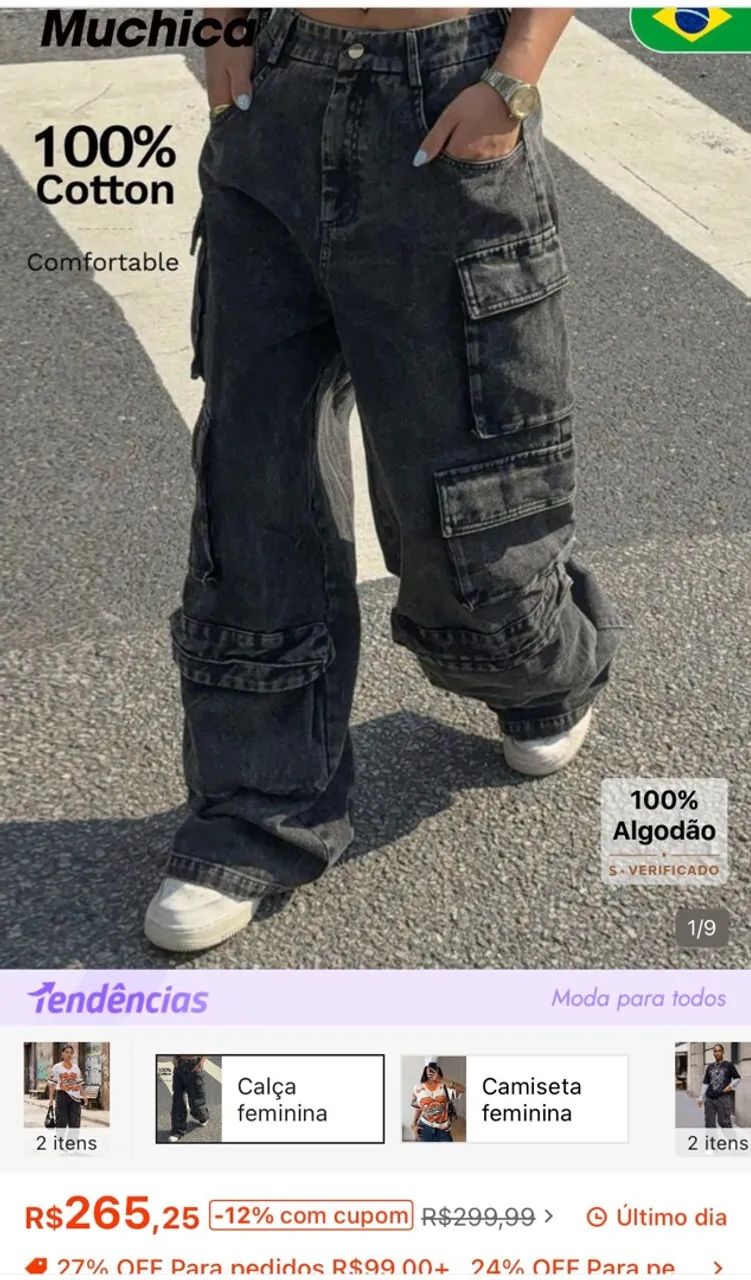 Calça Cargo Jeans 