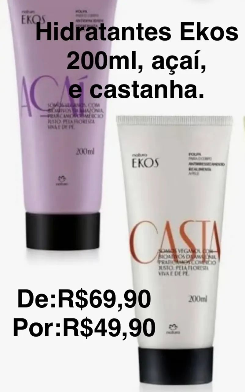 Hidratantes Natura ekos 200ml açaí e castanha.