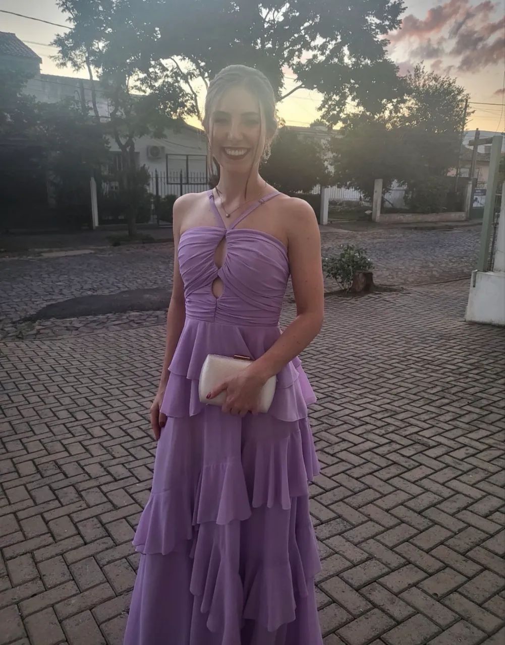 Vestido de madrinha lilás longo 