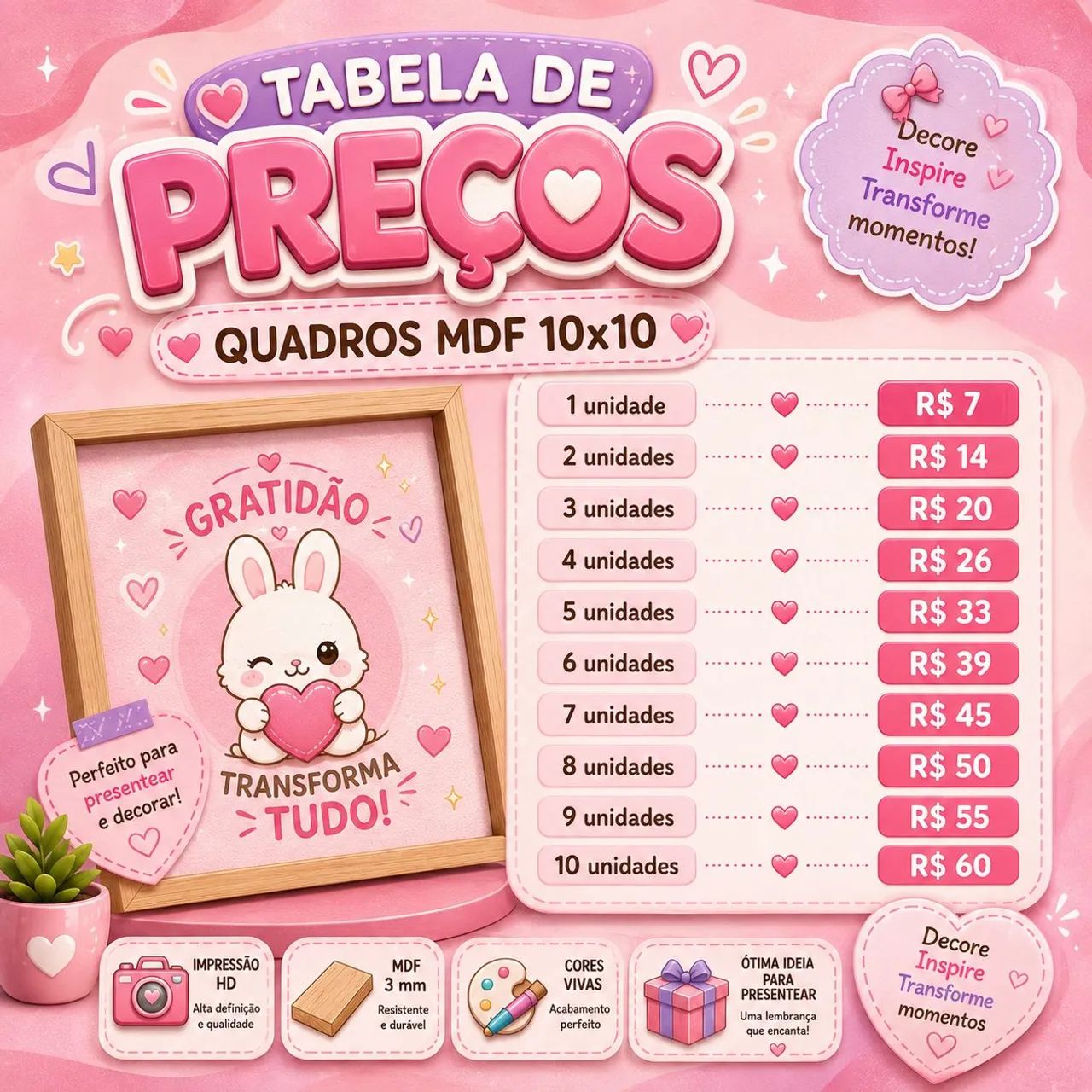 Mini Quadros Personalizados MDF - Foto 4