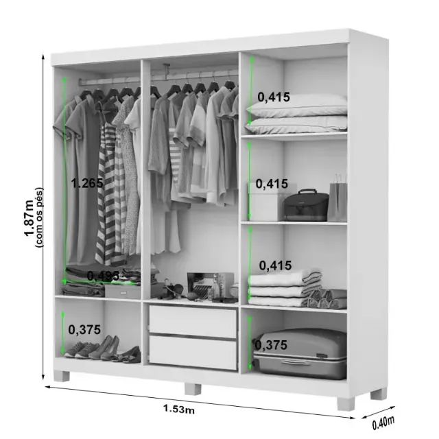 Guarda Roupa Recife com Espelho (PRODUTO DE OFERTA)* - Foto 2