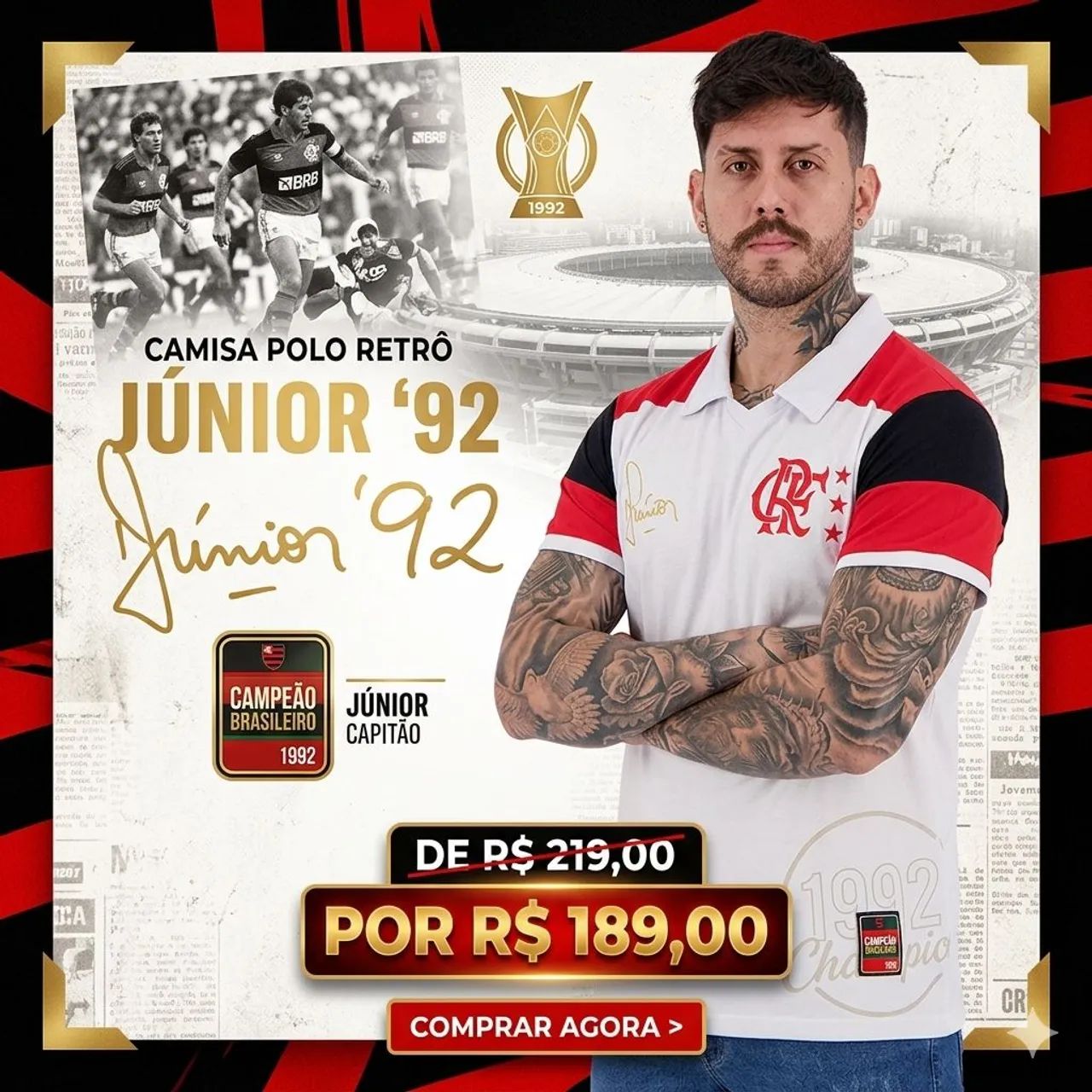 Camisa Flamengo Júnior 92 retrô 