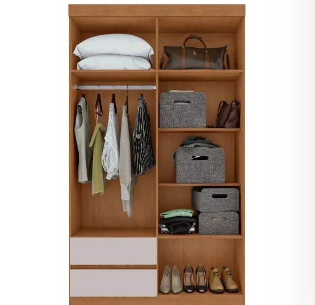 Guarda Roupa 4 Portas Compact 119 Amêndoa Off White - Foto 4