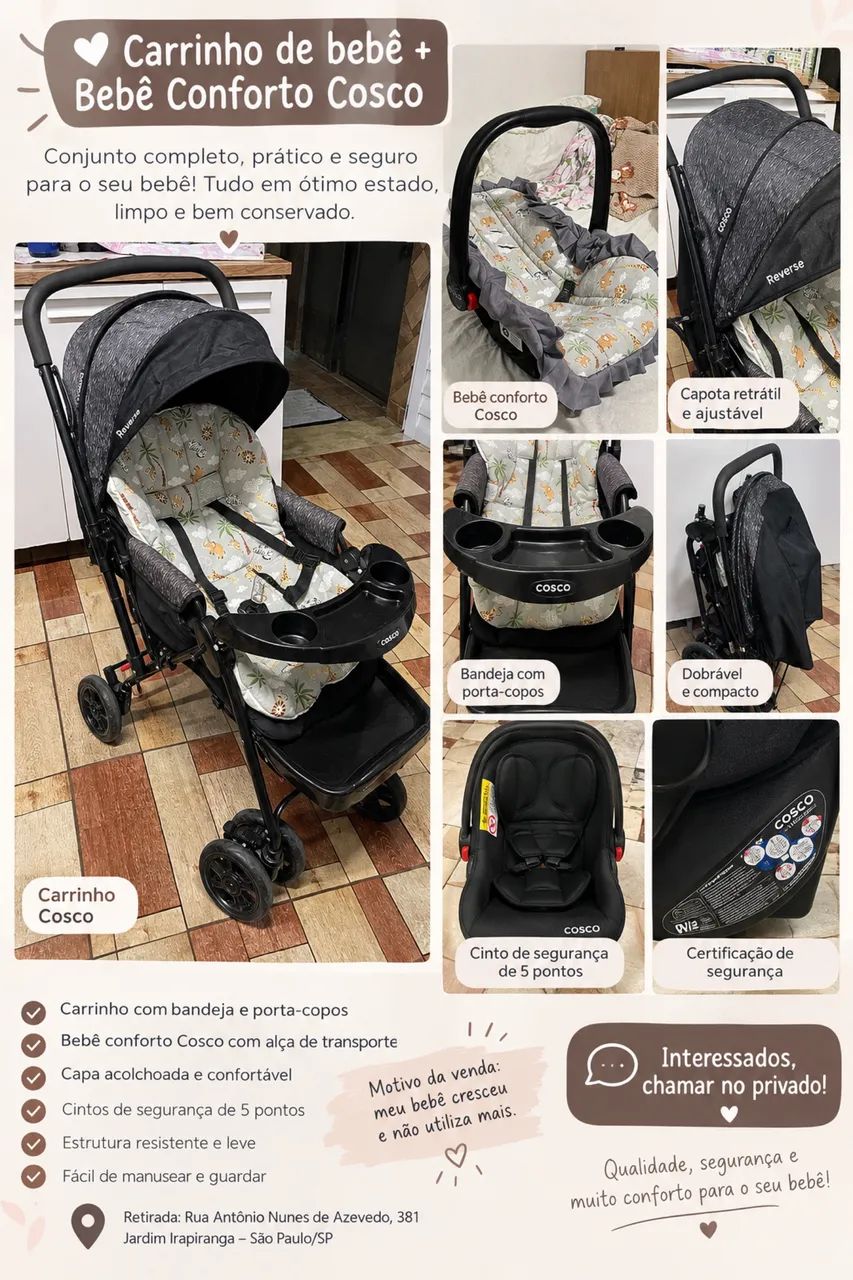 Carrinho de bebê + bebê conforto 